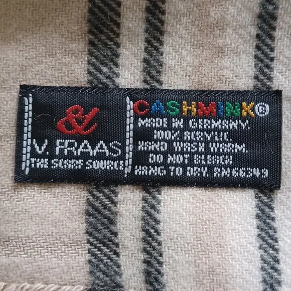 EUC V. Fraas Cashmink Germany Plaid with Fringe Unisex Scarf - Picture 3 of 3